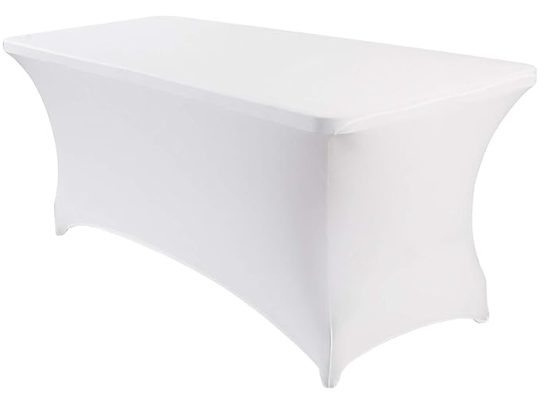 6ft White Rectangular Spandex Tablecloth