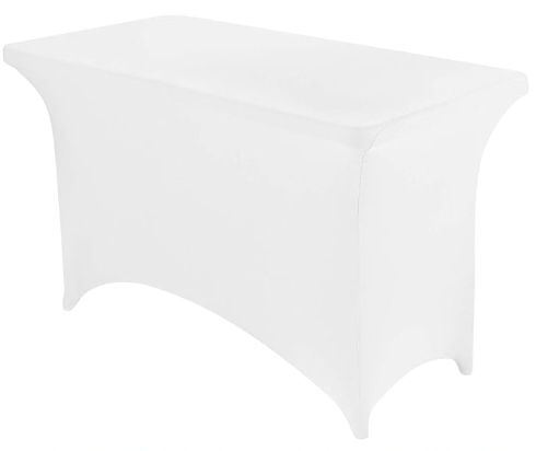 4ft White Rectangular Spandex Tablecloth