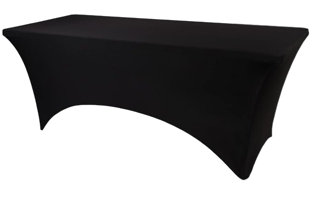 6ft Black Rectangular Spandex Tablecloth