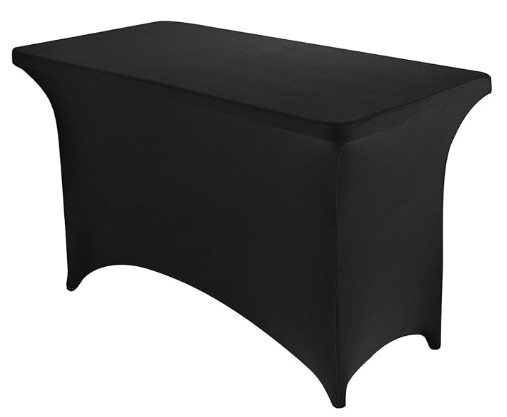 4ft Black Rectangular Spandex Tablecloth